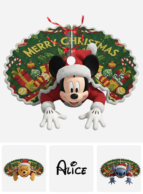 Personalized Mouse Shaped Christmas Tree Skirt Unique Holiday Decor Shaped Tree Skirt GradoCreations