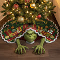 Personalized Grinchmas Shaped Tree Skirt Custom Holiday Décor Shaped Tree Skirt GradoCreations