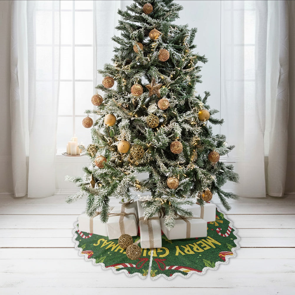 Personalized Grinchmas Shaped Tree Skirt Custom Holiday Décor Shaped Tree Skirt GradoCreations