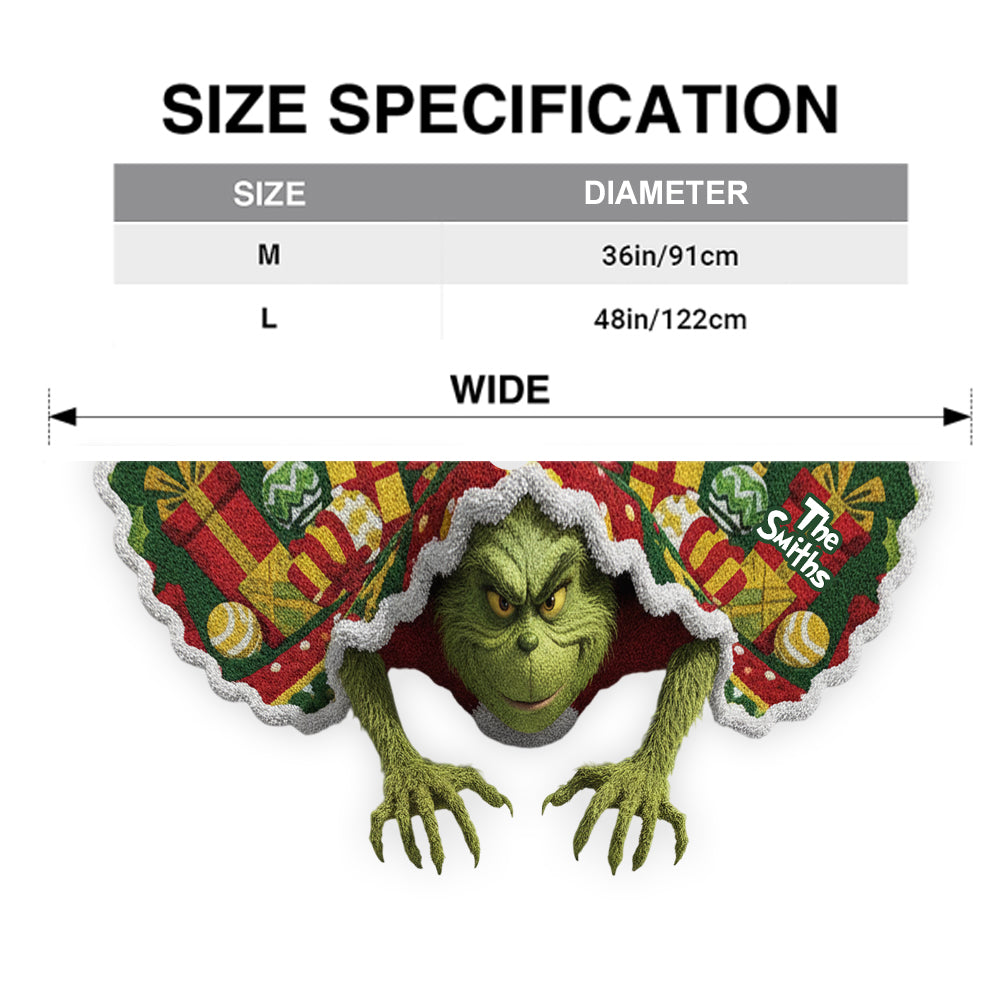 Personalized Grinchmas Shaped Tree Skirt Custom Holiday Décor Shaped Tree Skirt GradoCreations
