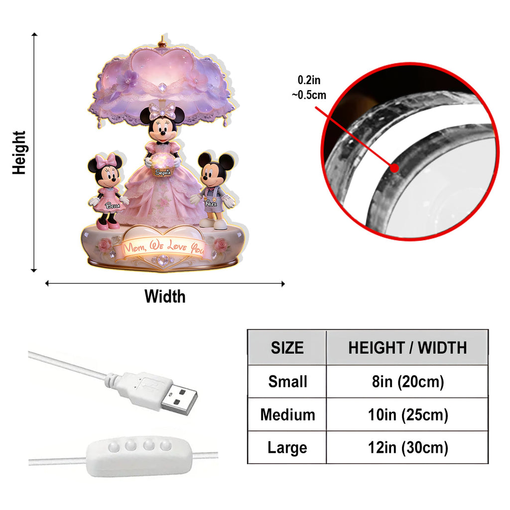 Personalized Acrylic LED Night Light for Mom | Custom Shape Gift Acrylic LED Night Light GradoCreations
