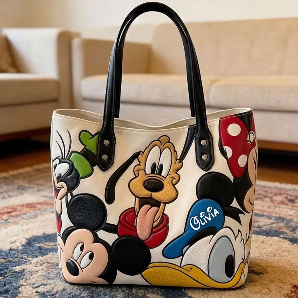 Personalized Disney Characters Tote Bag Custom Name Gift Tote Bag GradoCreations