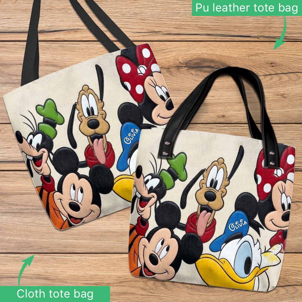 Personalized Disney Characters Tote Bag Custom Name Gift Tote Bag GradoCreations