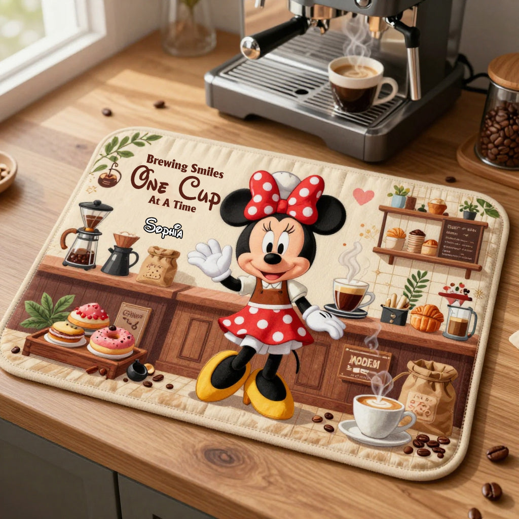 Personalized Minnie Mouse Coffee Placemat Custom Name Gift for Mom Placemat GradoCreations