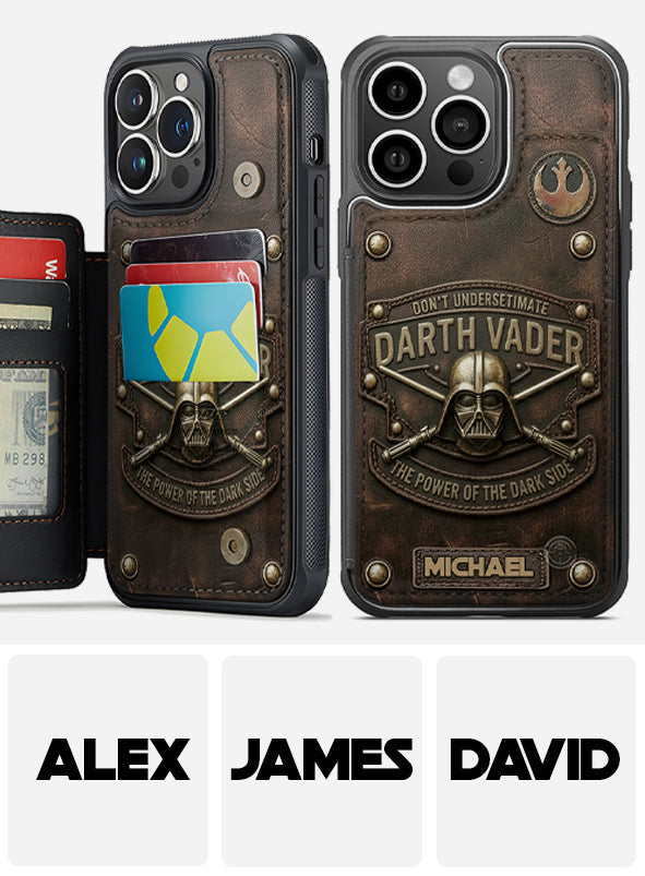 Personalized Darth Vader Wallet Phone Case Custom Name Gift Fully Printed Wallet Phone Case GradoCreations