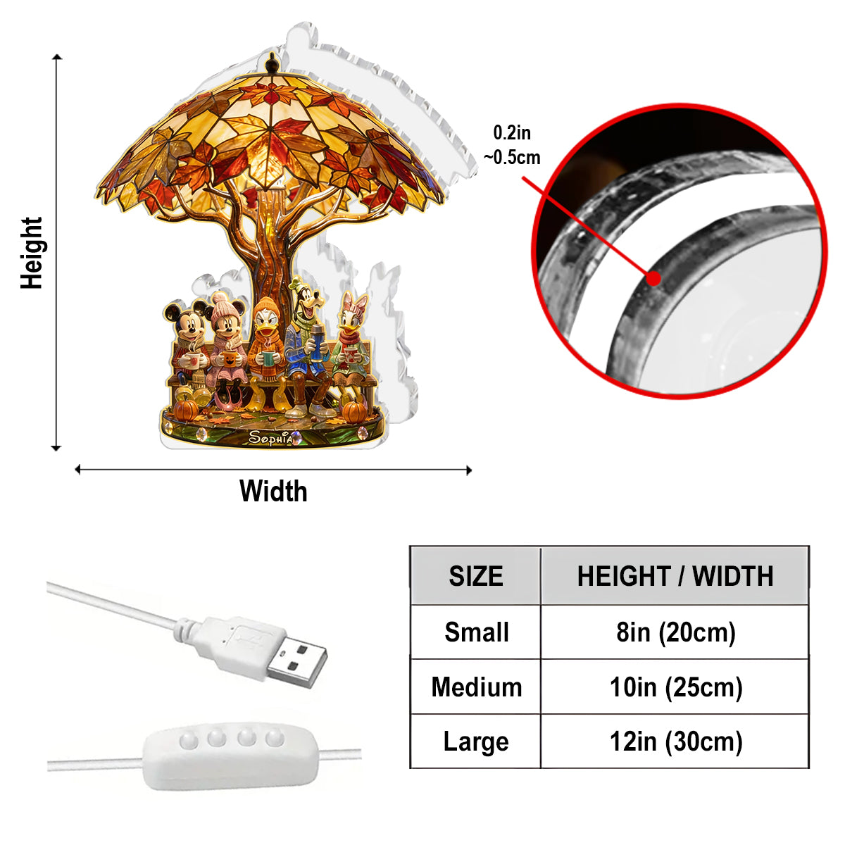 Personalized Acrylic LED Night Light Custom Design Gift Acrylic LED Night Light GradoCreations