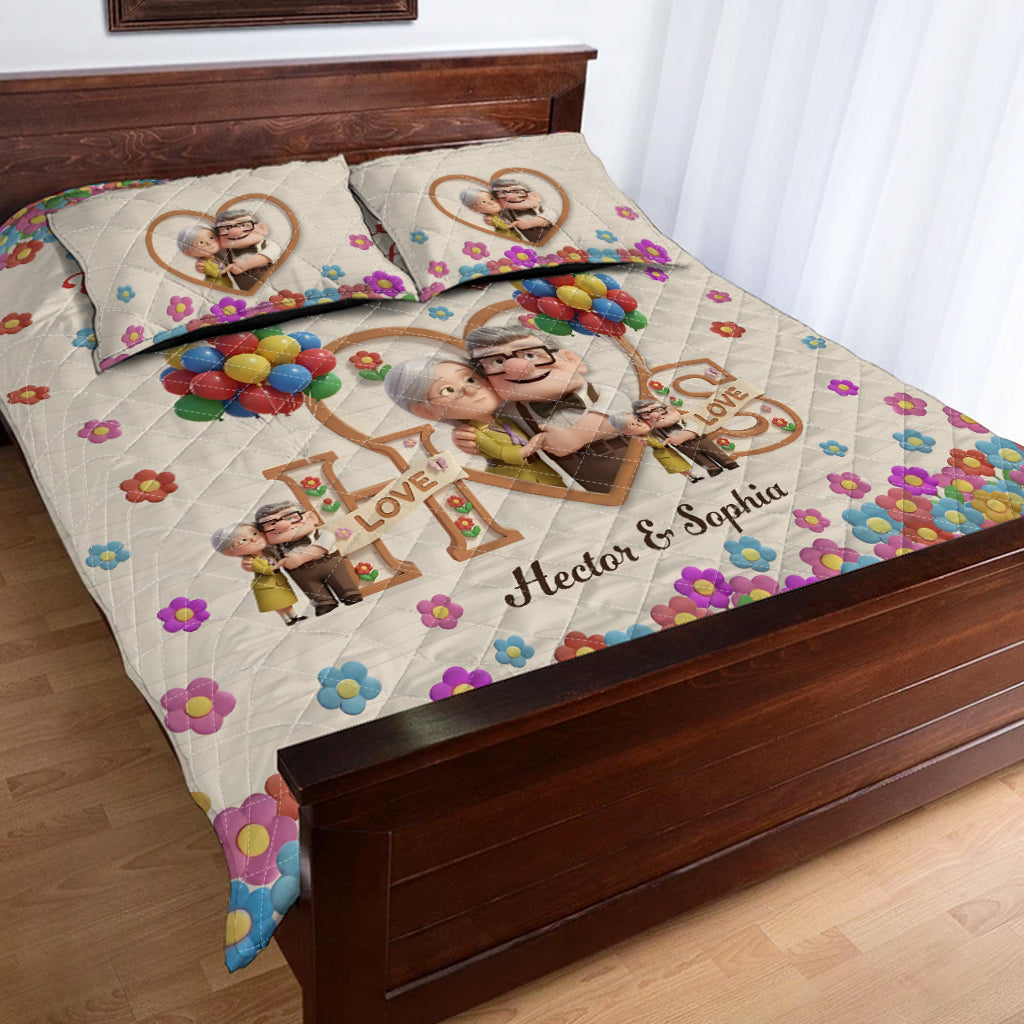 Personalized Mouse Quilt Set for Couples with Custom Names - Unique Gift Idea Quilt Set GradoCreations