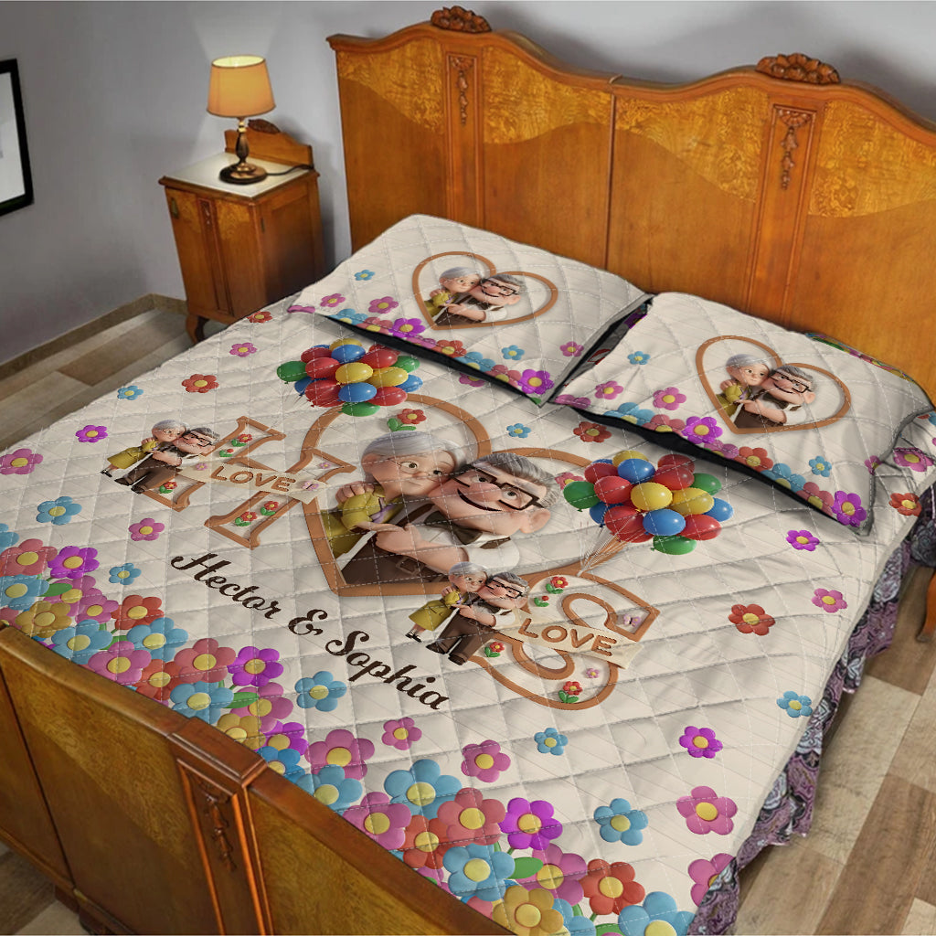Personalized Mouse Quilt Set for Couples with Custom Names - Unique Gift Idea Quilt Set GradoCreations
