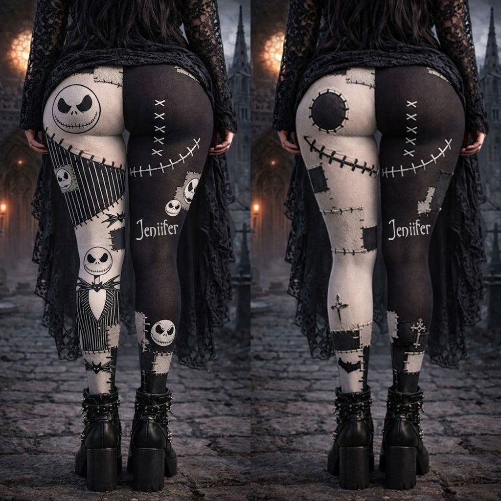 Personalized Gothic Style Pantyhose Tights for Women - Nightmare Design Women Pantyhose Tights GradoCreations