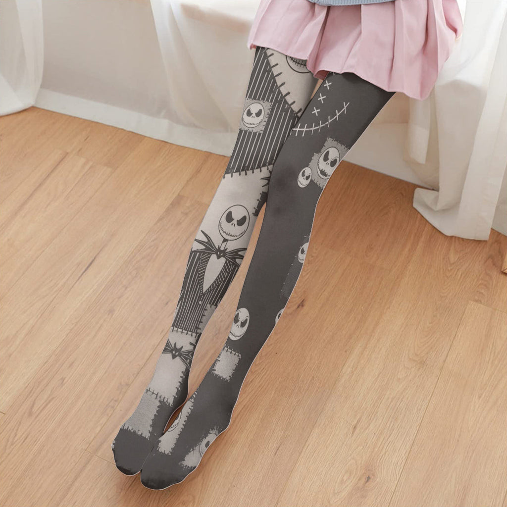 Personalized Gothic Style Pantyhose Tights for Women - Nightmare Design Women Pantyhose Tights GradoCreations