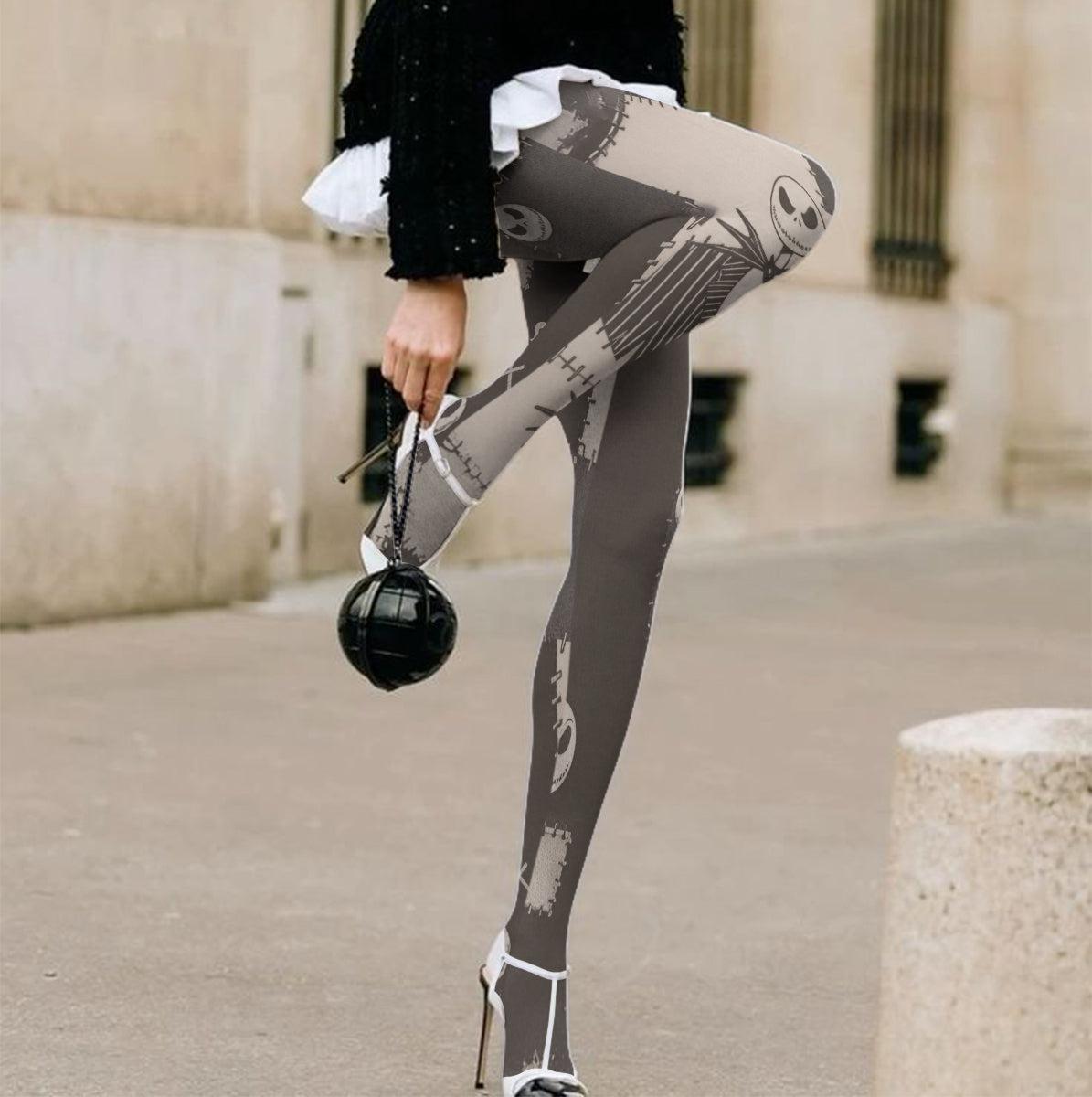 Personalized Gothic Style Pantyhose Tights for Women - Nightmare Design Women Pantyhose Tights GradoCreations