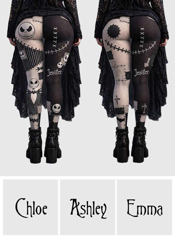 Personalized Gothic Style Pantyhose Tights for Women - Nightmare Design Women Pantyhose Tights GradoCreations