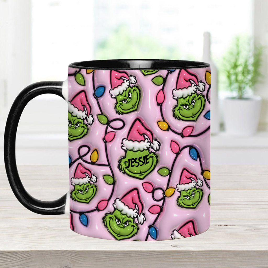 Personalized Christmas Accent Mug with Grinch Design for Kids Accent Mug GradoCreations