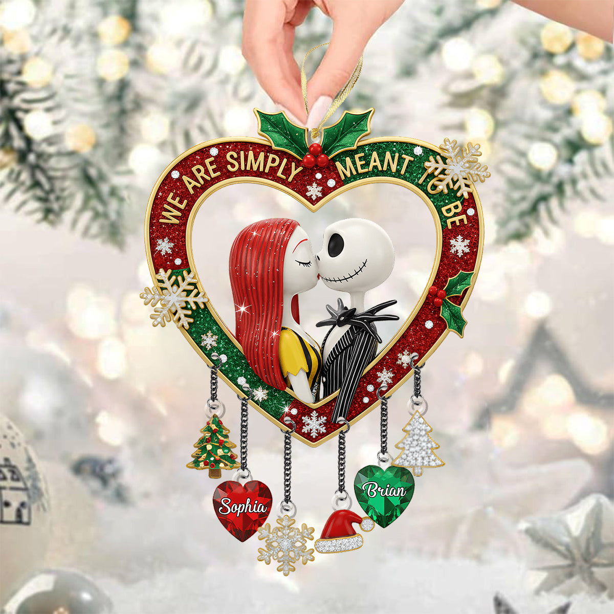 Personalized Nightmare Before Christmas Ornament with Charms for Couples Ornament With Charm GradoCreations