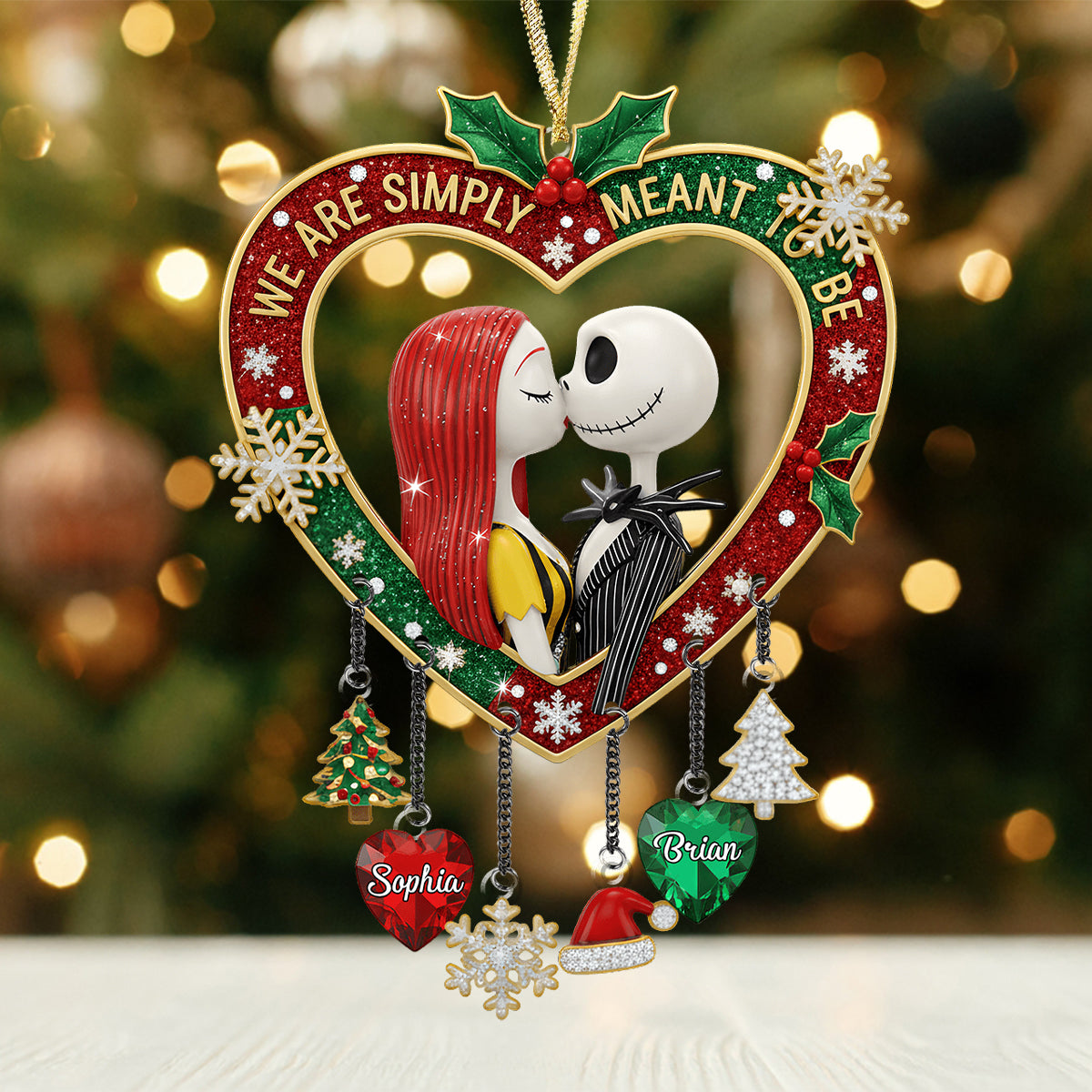 Personalized Nightmare Before Christmas Ornament with Charms for Couples Ornament With Charm GradoCreations