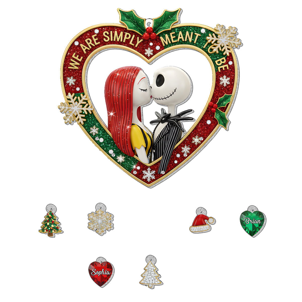 Personalized Nightmare Before Christmas Ornament with Charms for Couples Ornament With Charm GradoCreations