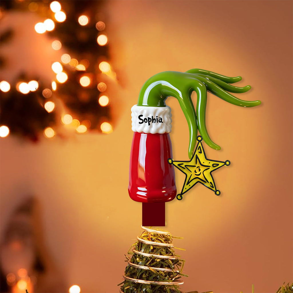 Personalized Grinch LED Light Tree Topper for Christmas LED Light Tree Topper GradoCreations