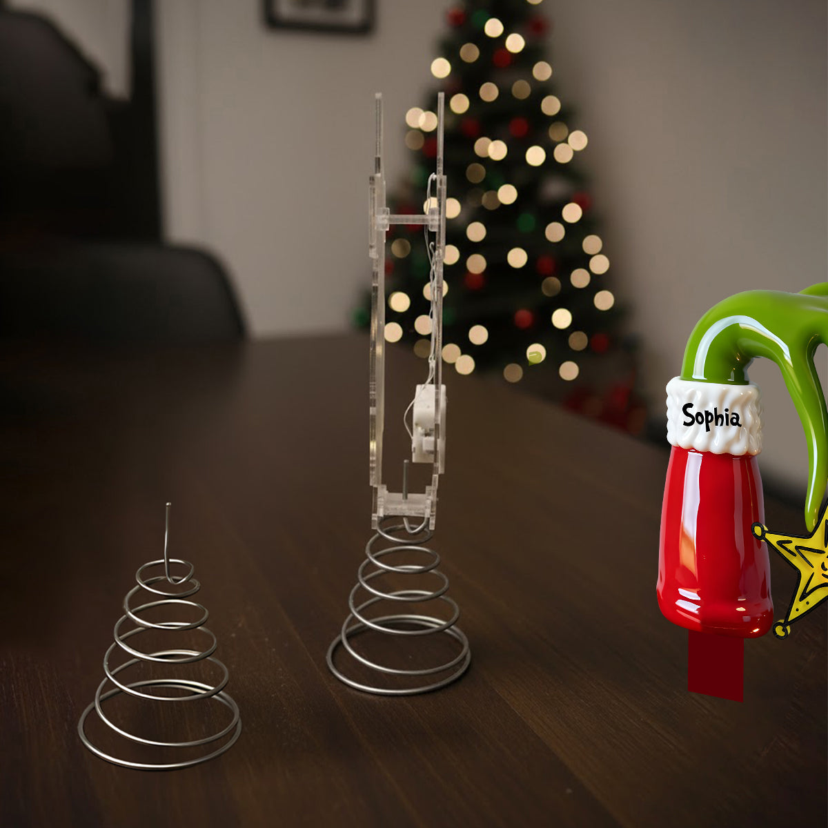 Personalized Grinch LED Light Tree Topper for Christmas LED Light Tree Topper GradoCreations