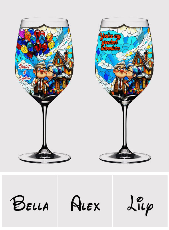 Personalized Couple Wine Glass with Long Stem Custom Name Gift Wine Glass With Long Stem GradoCreations
