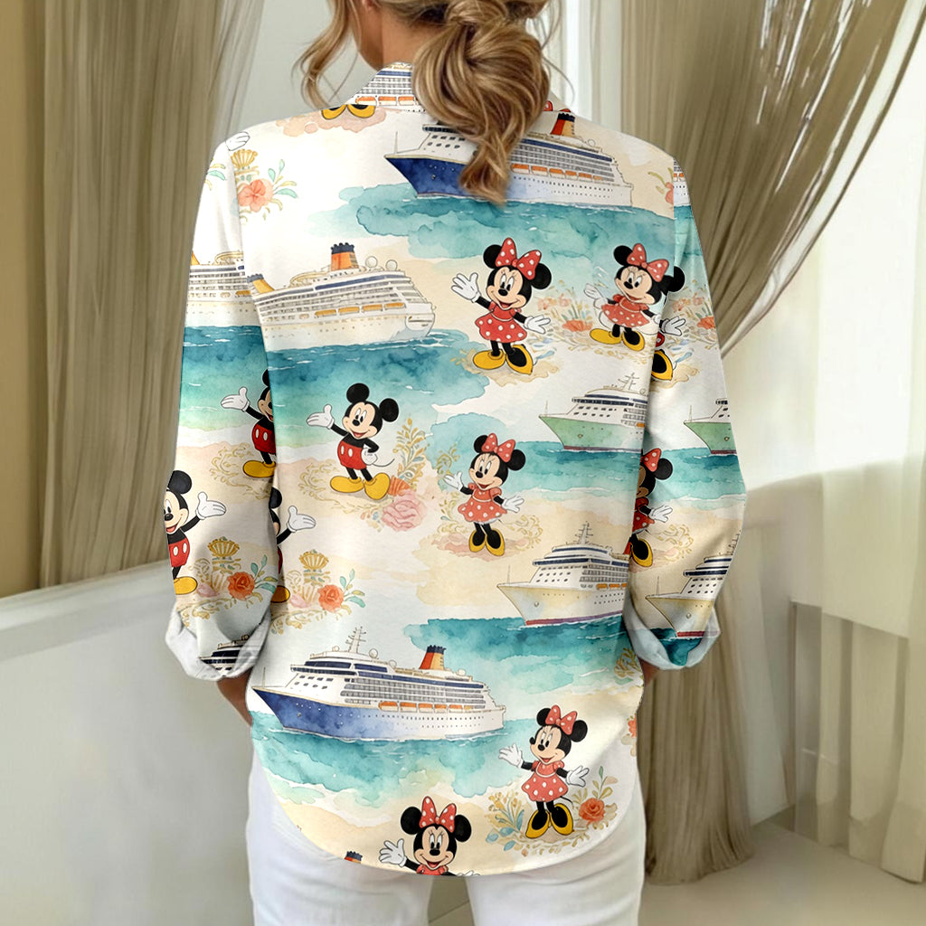 Personalized Disney Mouse Button-Up Shirt for Women | Cute Gift Idea Button-Up Shirt GradoCreations