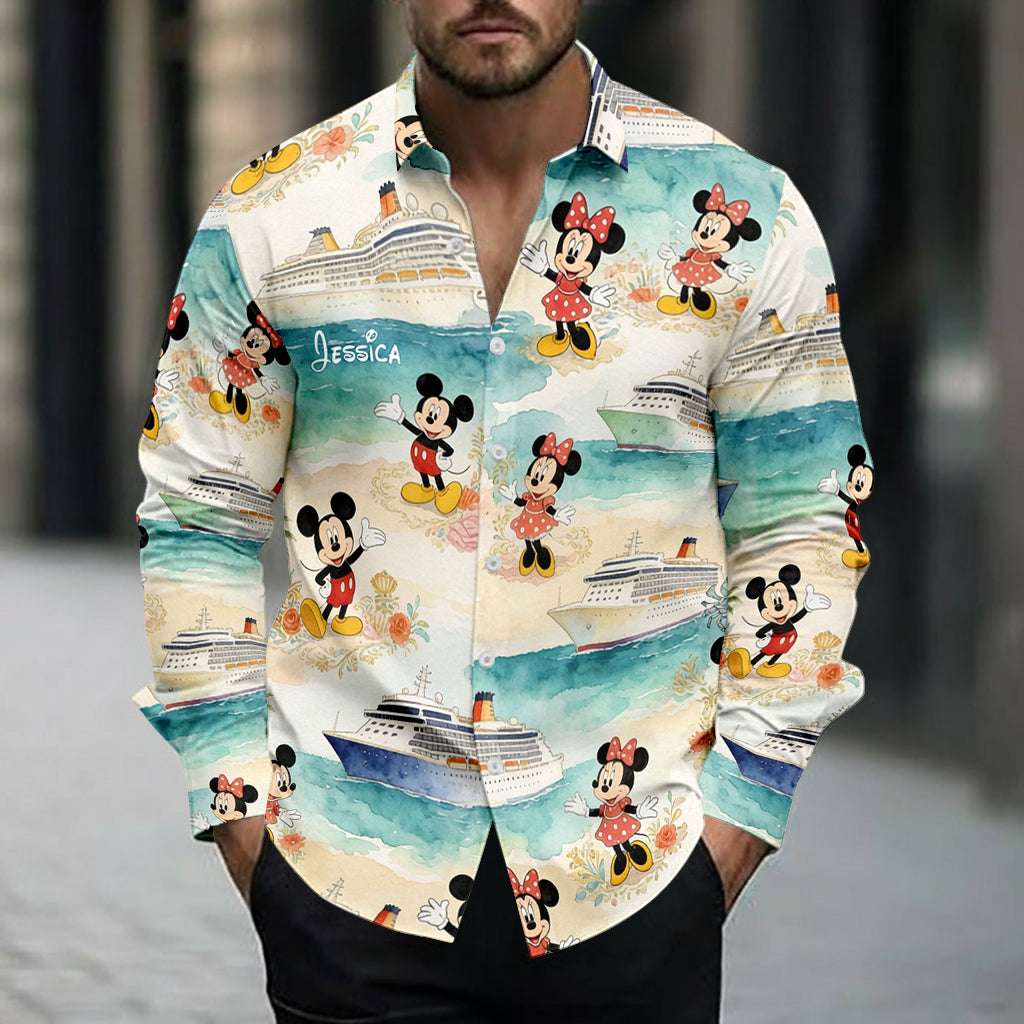 Personalized Disney Mouse Button-Up Shirt for Women | Cute Gift Idea Button-Up Shirt GradoCreations