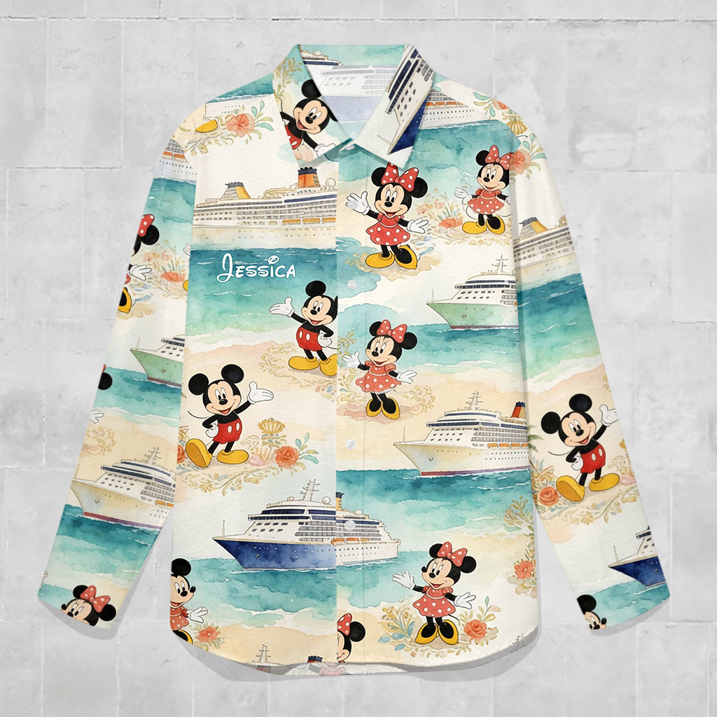 Personalized Disney Mouse Button-Up Shirt for Women | Cute Gift Idea Button-Up Shirt GradoCreations