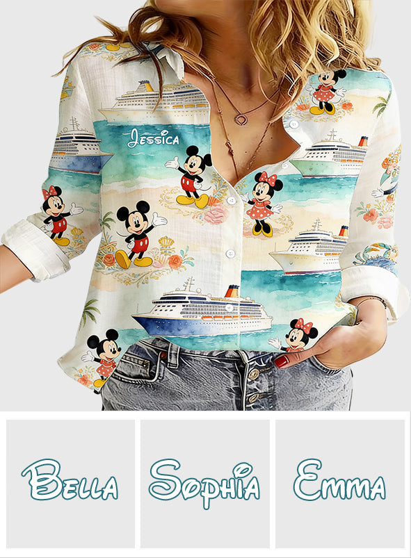Personalized Disney Mouse Button-Up Shirt for Women | Cute Gift Idea Button-Up Shirt GradoCreations
