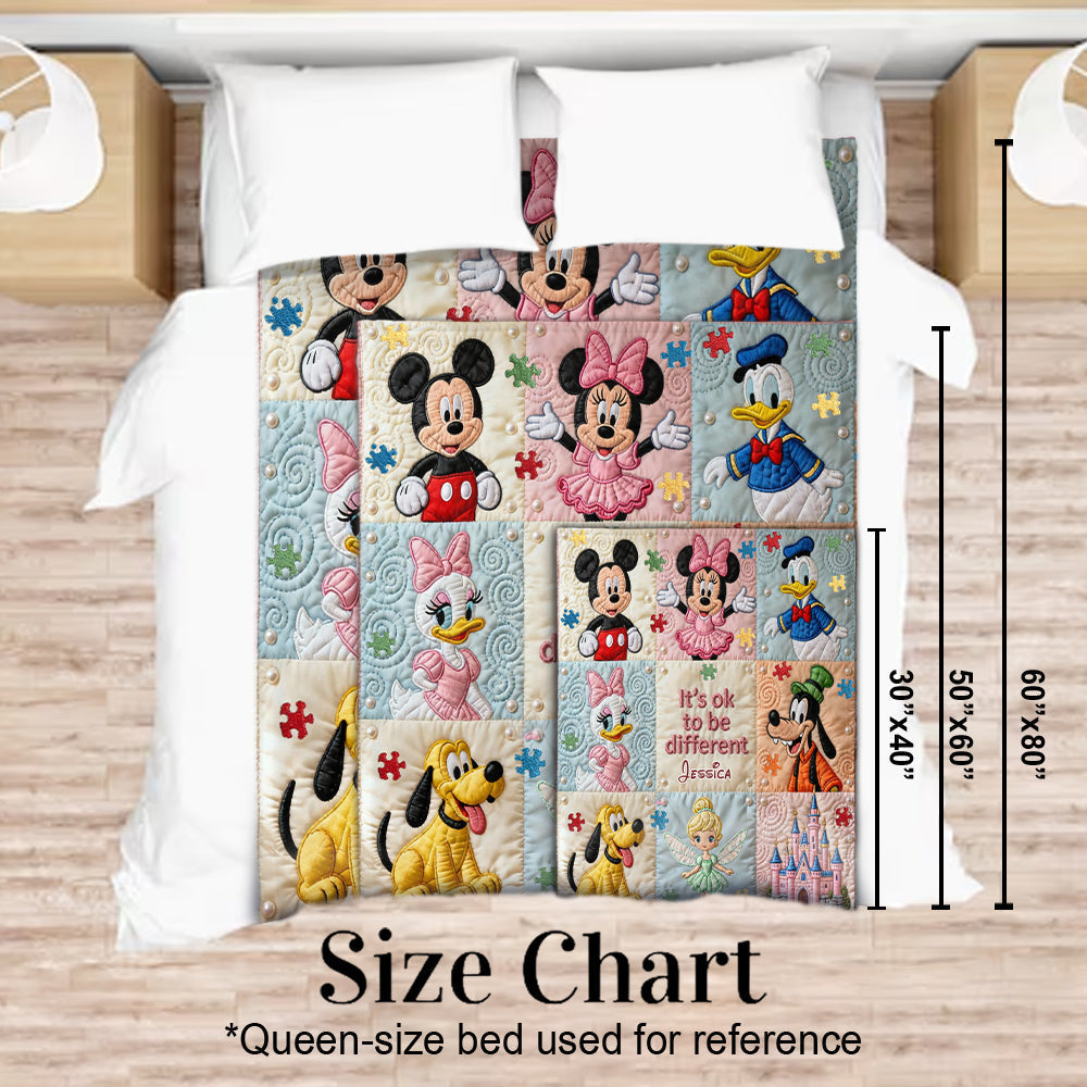 Personalized Autism Awareness Blanket with Disney Characters for Kids Blanket GradoCreations