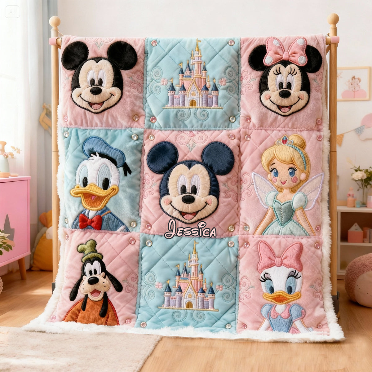 Personalized Disney Mouse Blanket Custom Name Gift for Kids Blanket GradoCreations
