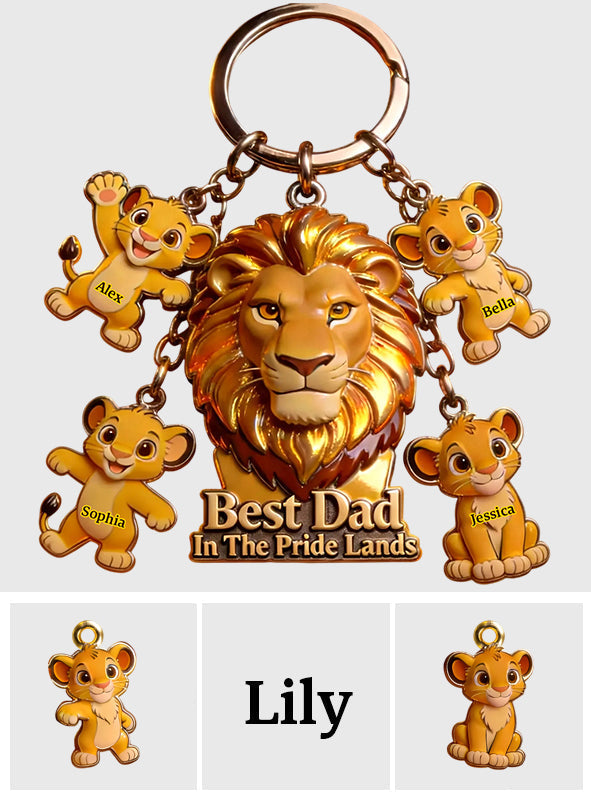 Personalized Premium Keychain with Charms for Dad - Best Dad In The Pride Lands Gift Premium Keychain With Charms GradoCreations
