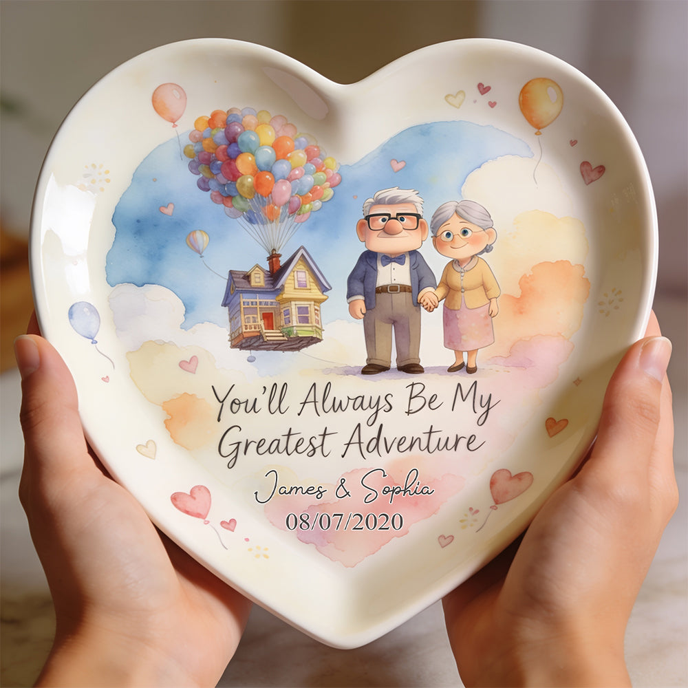 Personalized Heart Shaped Plate Custom Name Gift for Couples Heart Shaped Plate GradoCreations