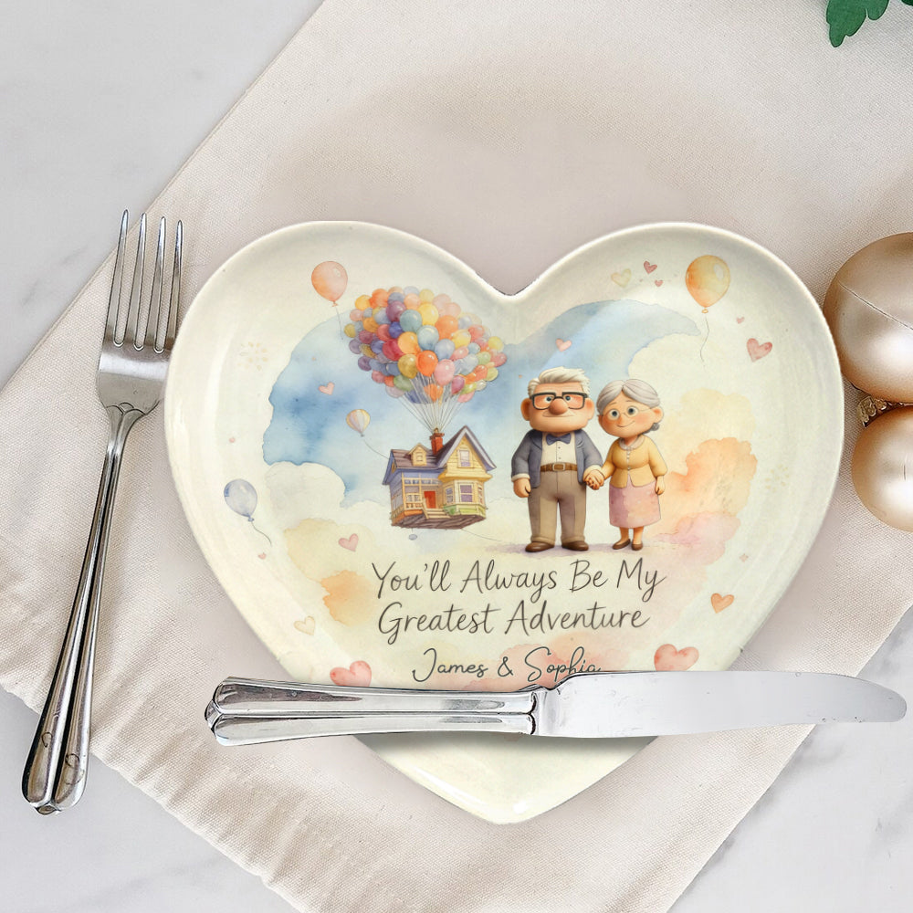 Personalized Heart Shaped Plate Custom Name Gift for Couples Heart Shaped Plate GradoCreations
