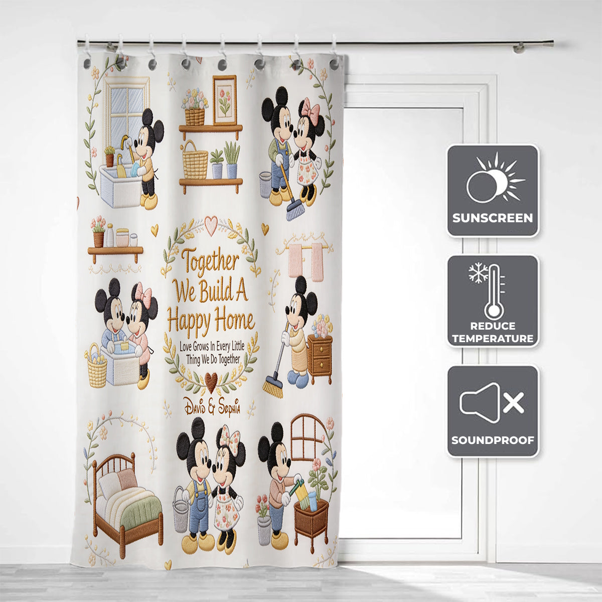 Personalized Mickey Mouse Blackout Curtain Set for Family Home Window Curtains GradoCreations