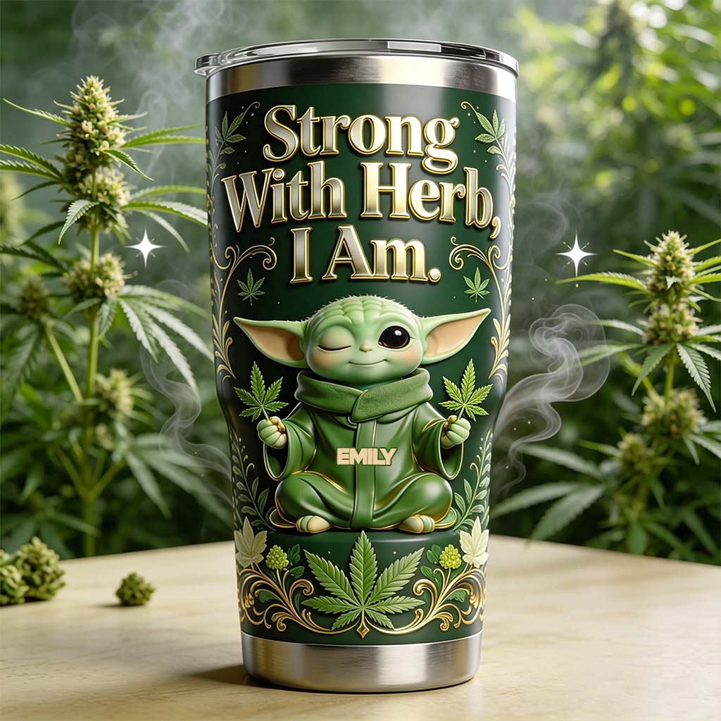 Personalized Strong With Herb Tumbler Custom Name Gift Tumbler GradoCreations