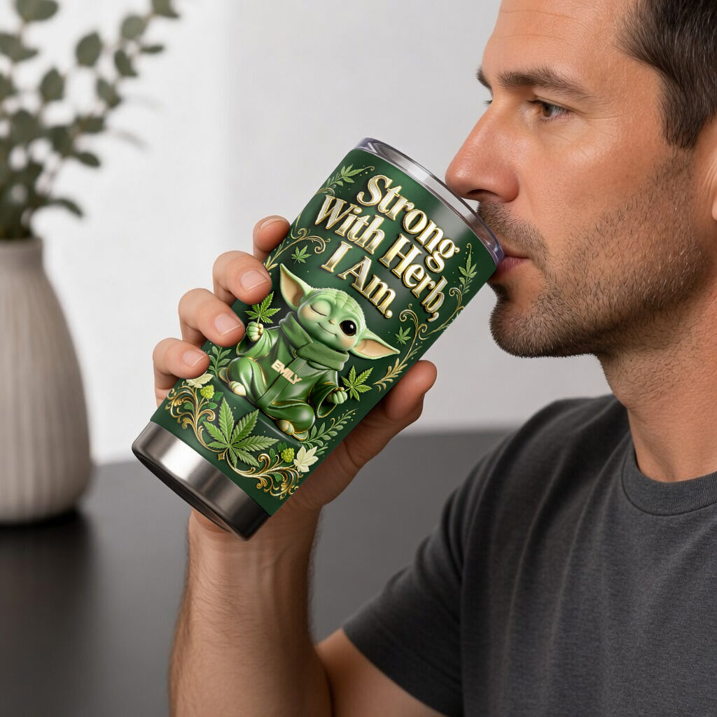 Personalized Strong With Herb Tumbler Custom Name Gift Tumbler GradoCreations