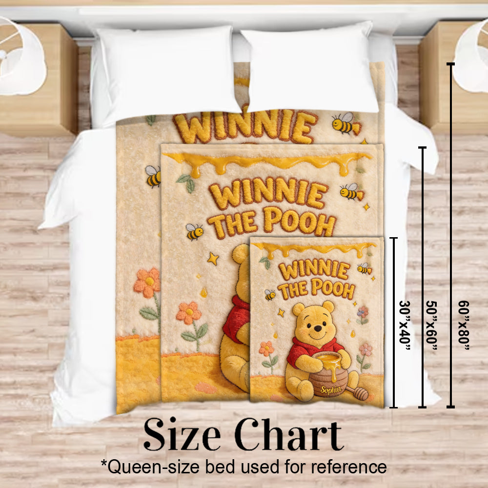 Personalized Winnie the Pooh Yellow Bear Blanket for Kids Blanket GradoCreations