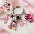 Personalized Breast Cancer Awareness Keychain with Charms | Custom Name Gift Premium Keychain With Charms GradoCreations
