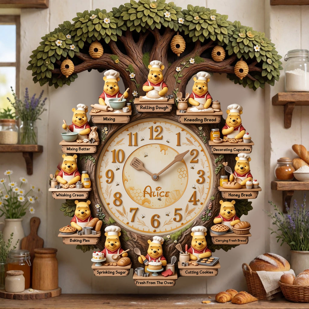 Personalized Baking LED Wall Clock Custom Name Gift for Mom LED Light Wall Clock GradoCreations