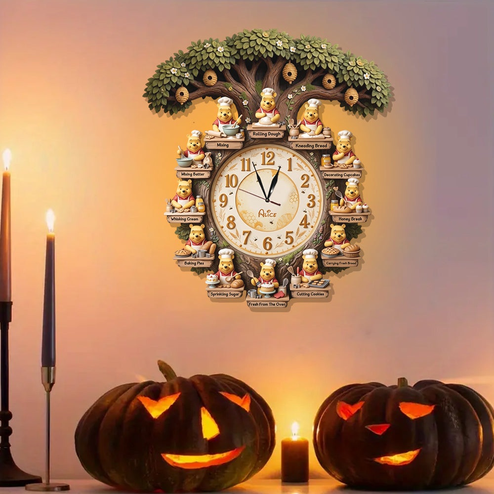 Personalized Baking LED Wall Clock Custom Name Gift for Mom LED Light Wall Clock GradoCreations
