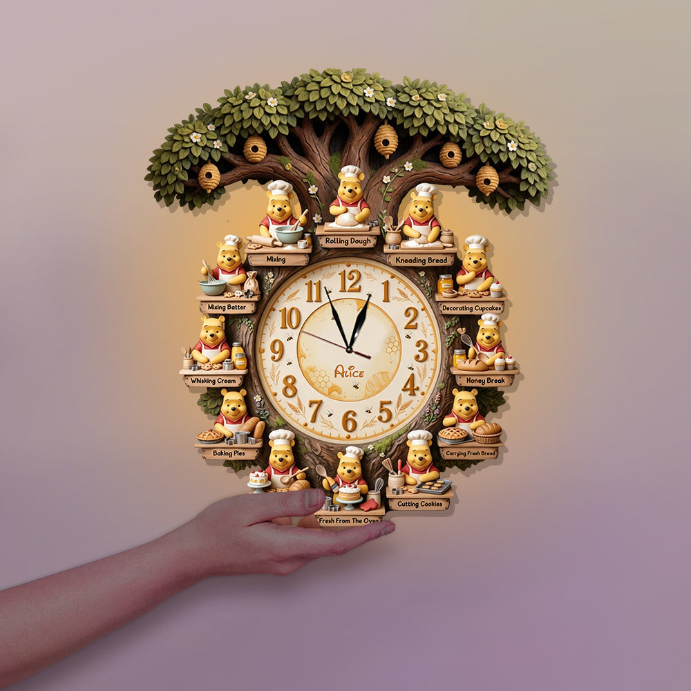 Personalized Baking LED Wall Clock Custom Name Gift for Mom LED Light Wall Clock GradoCreations