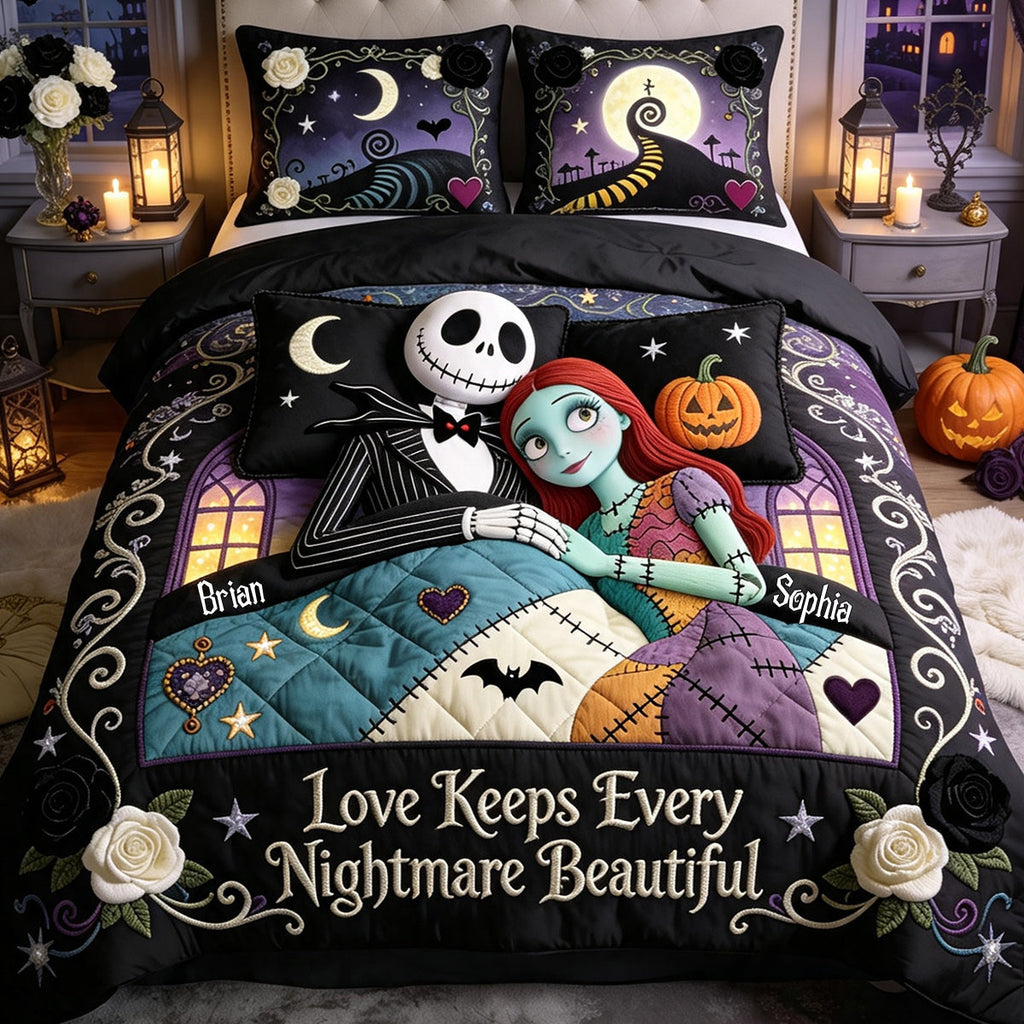Personalized Nightmare Bedding Set Custom Name Gift for Couples Bedding Set GradoCreations