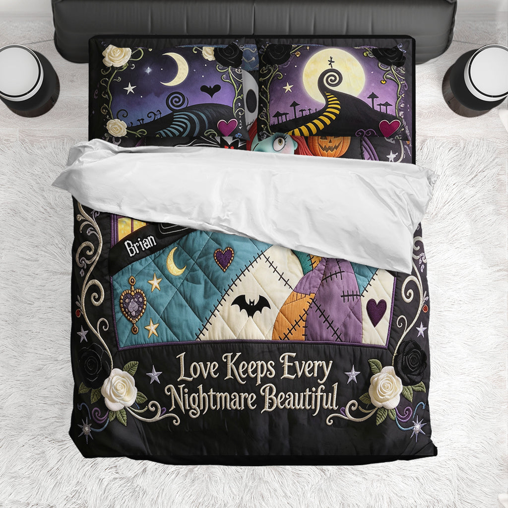 Personalized Nightmare Bedding Set Custom Name Gift for Couples Bedding Set GradoCreations