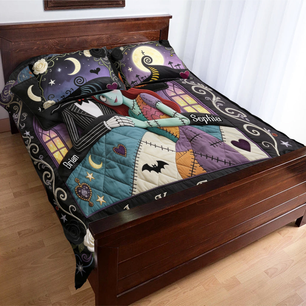 Personalized Spooky Love Quilted Bedding Set for Couples Quilted Bedding Set GradoCreations