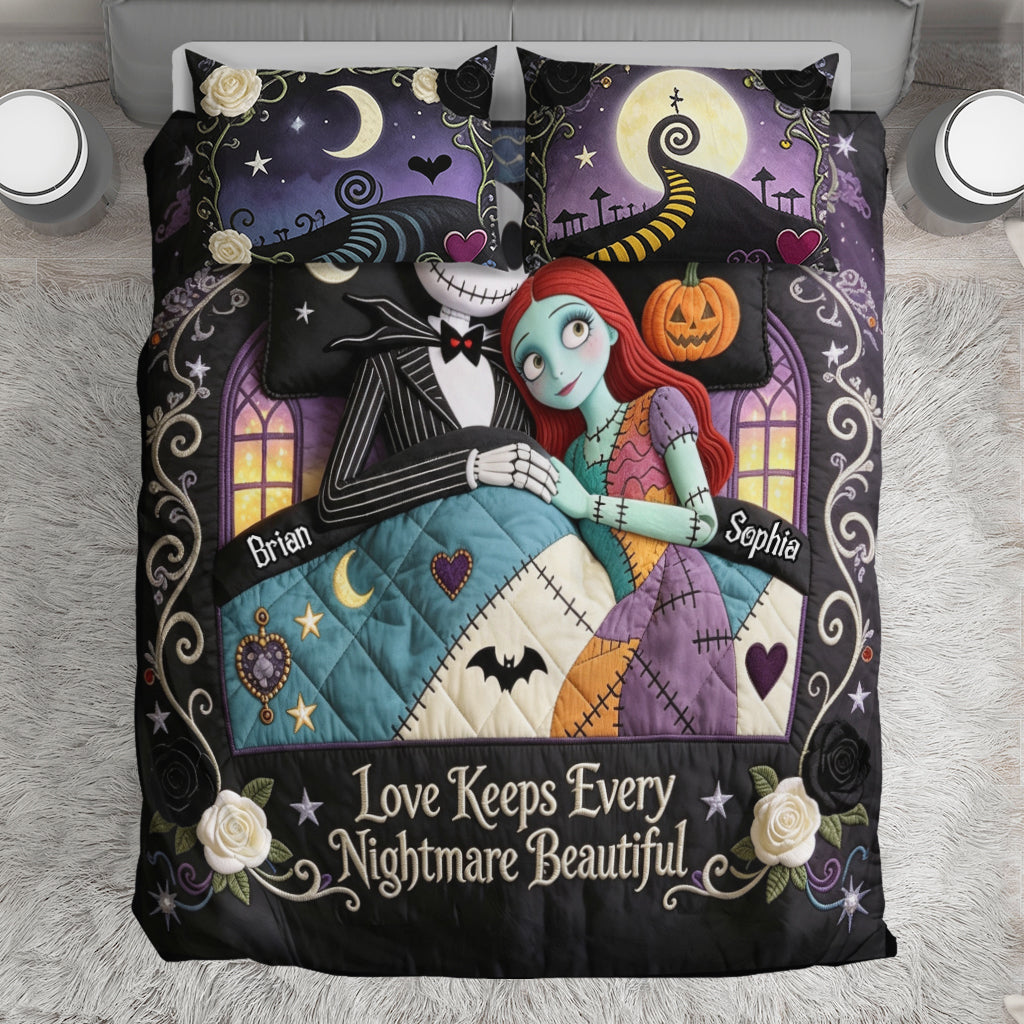 Personalized Nightmare Bedding Set Custom Name Gift for Couples Bedding Set GradoCreations
