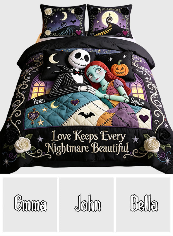 Personalized Nightmare Bedding Set Custom Name Gift for Couples Bedding Set GradoCreations
