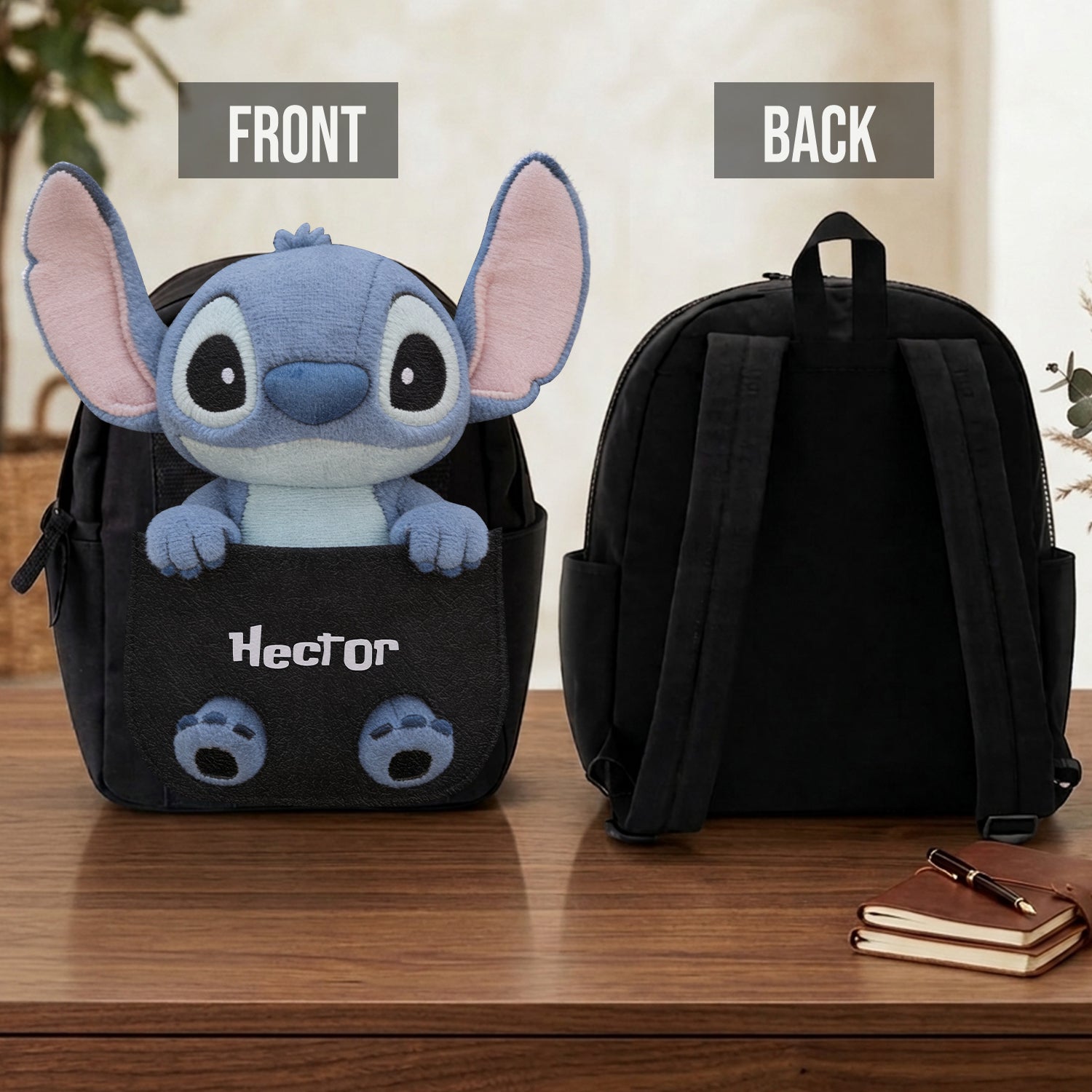Personalized Changeable Leather Patch Backpack for Kids Changeable Leather Patch Backpack GradoCreations