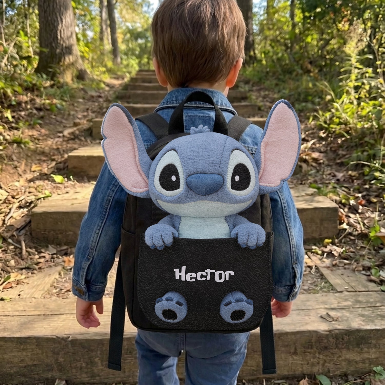 Personalized Changeable Leather Patch Backpack for Kids Changeable Leather Patch Backpack GradoCreations