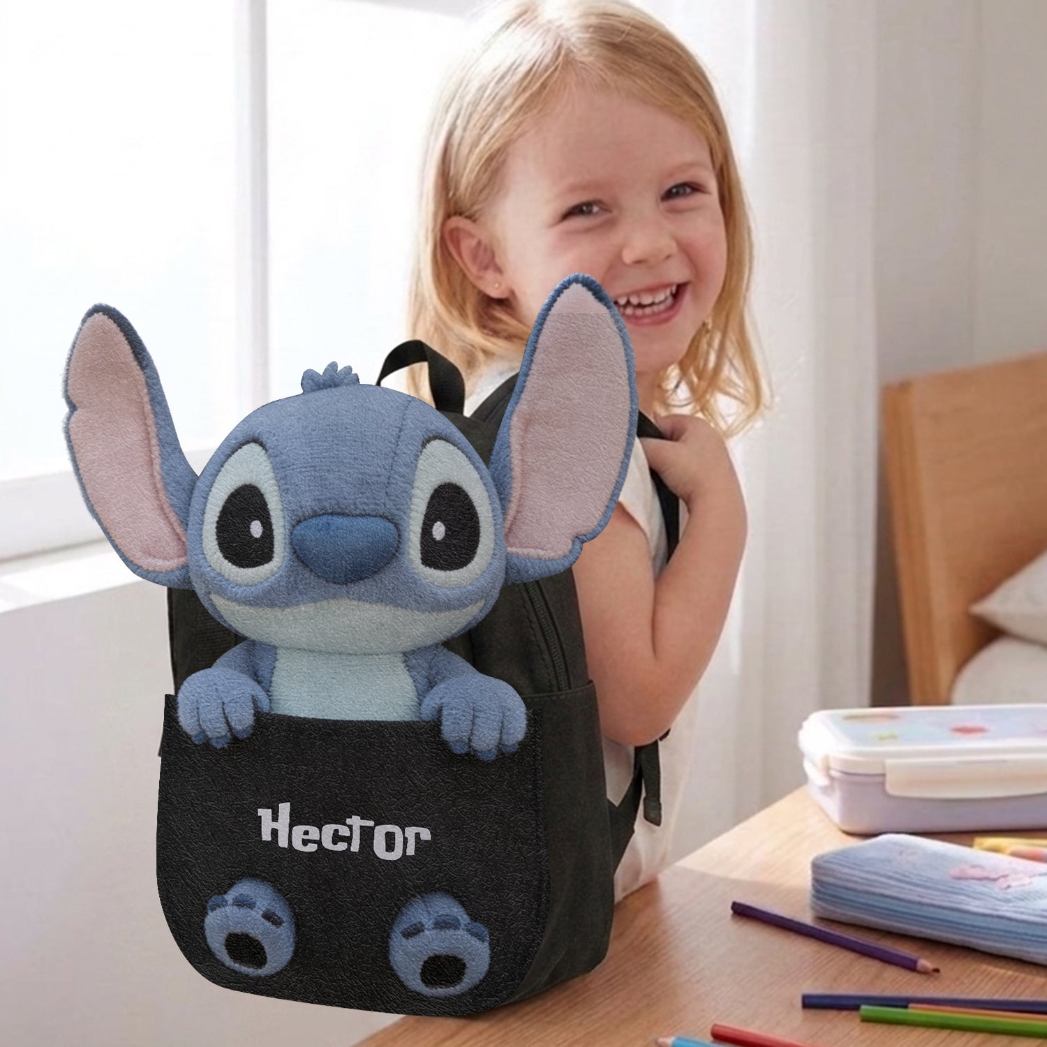 Personalized Changeable Leather Patch Backpack for Kids Changeable Leather Patch Backpack GradoCreations