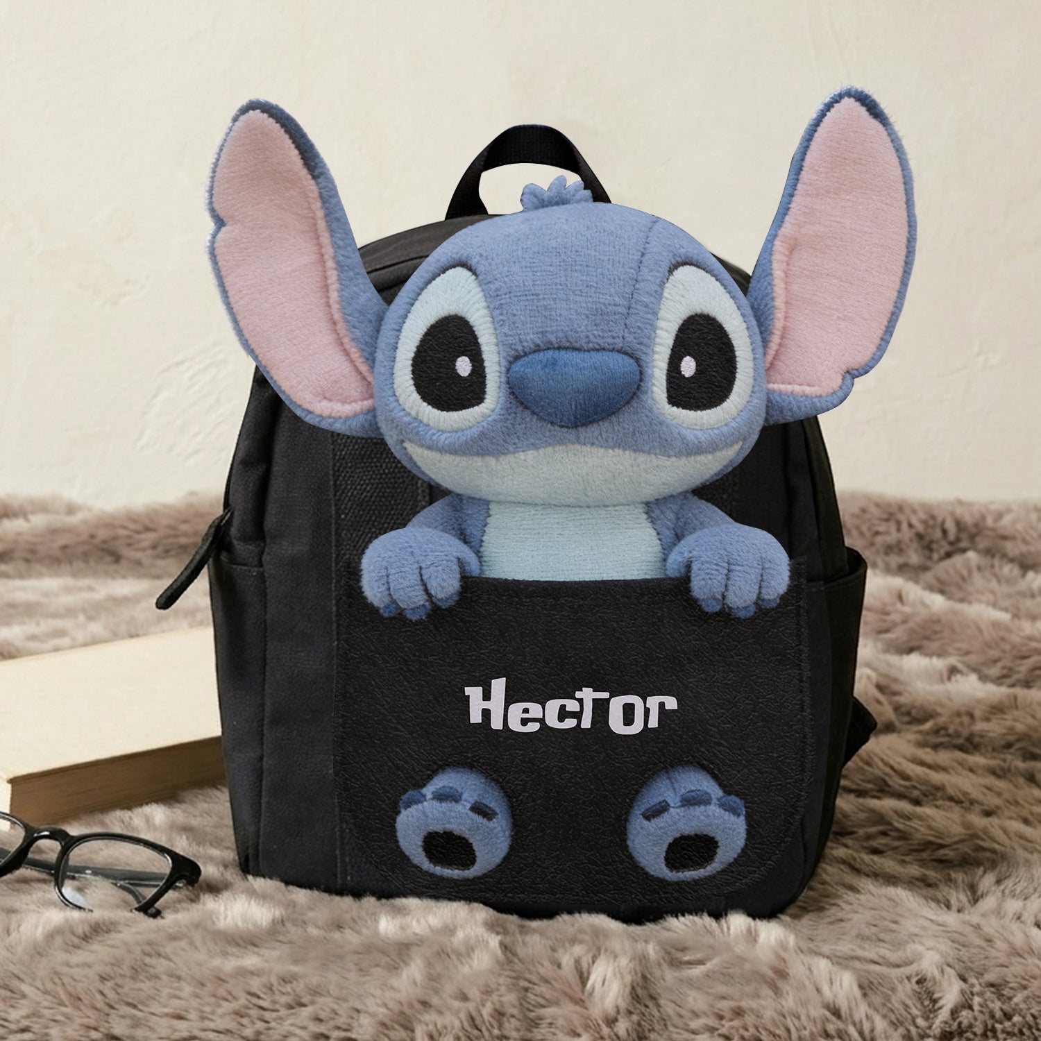 Personalized Changeable Leather Patch Backpack for Kids Changeable Leather Patch Backpack GradoCreations