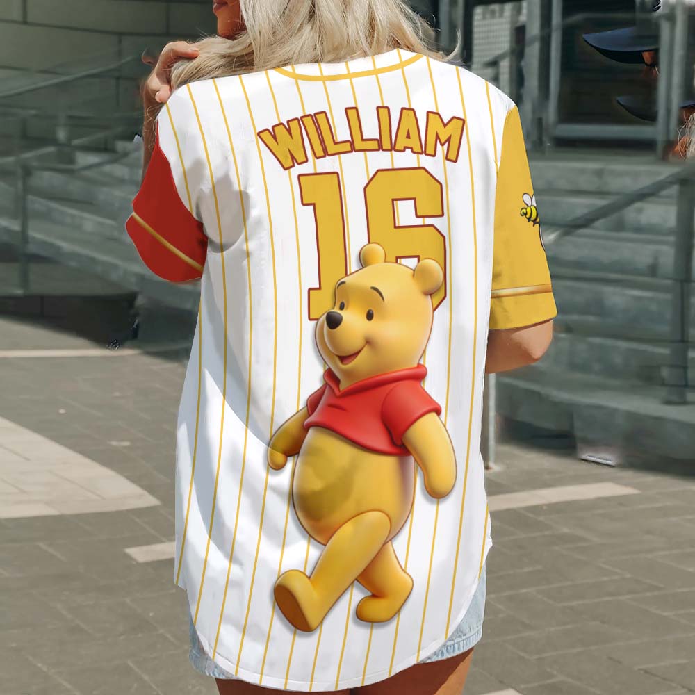Personalized Winnie the Pooh Baseball Jersey for Kids Baseball Jersey GradoCreations